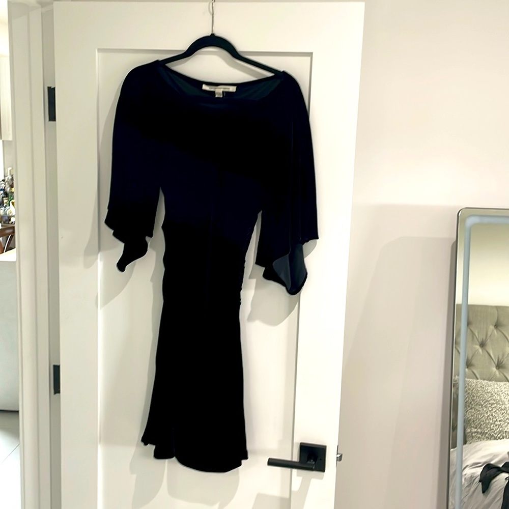 Sold! DVF black velvet mini dress